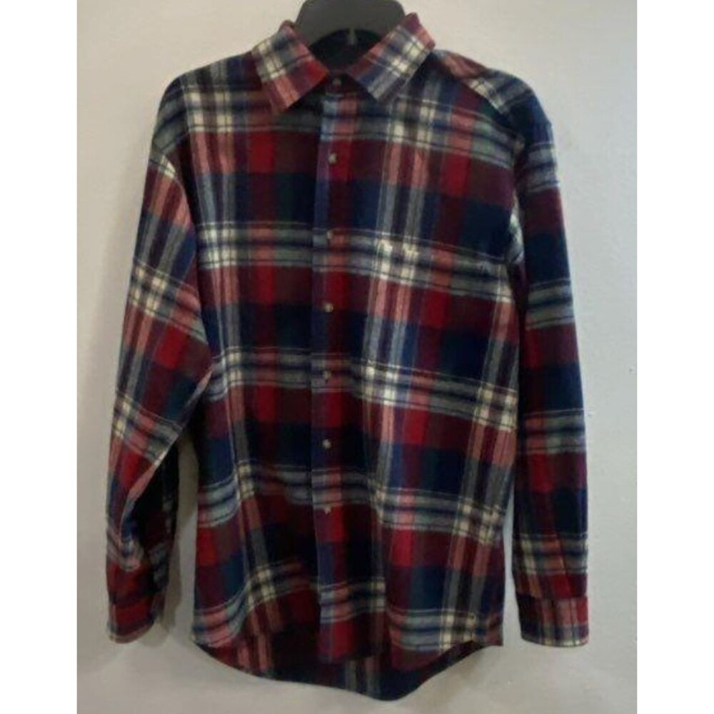 Vintage Pendleton 100% Virgin Wool Red Plaid Flannel Shirt Mens Medium USA
